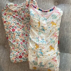 Two pair bundle of 6-9 Months girls footed pajamas  - Magnetic Me & Angel Dear